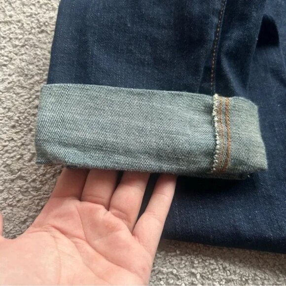 BLUENOTES jeans, size 27 on tag, darker blue, rolled up ankle cuff. Zipper front - Picture 3 of 7